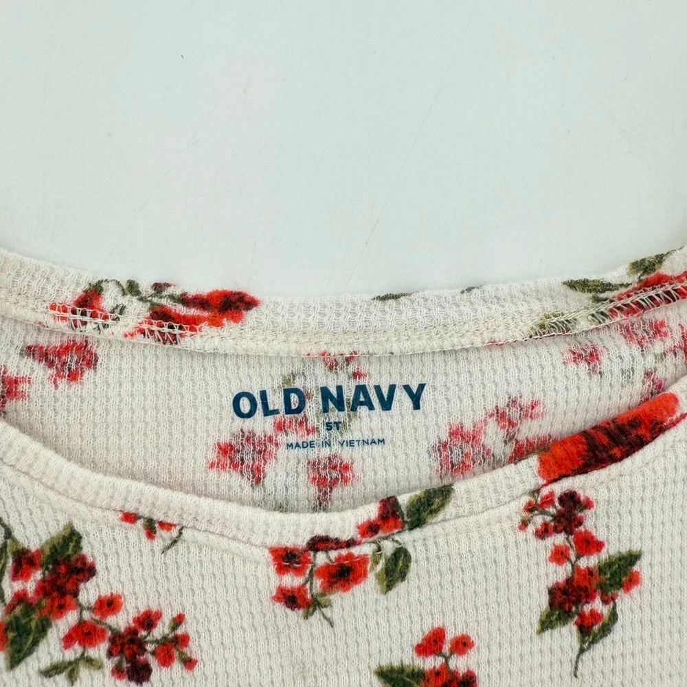 Old Navy Girls White Floral‎ Long Sleeve Thermal Top Size 5T